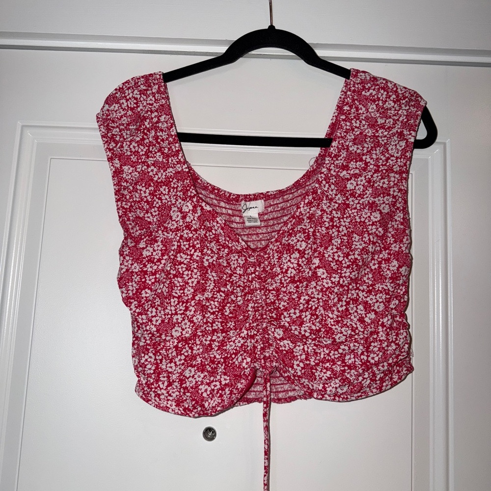 Japna Red Cap Sleeve Cropped Top - Size L